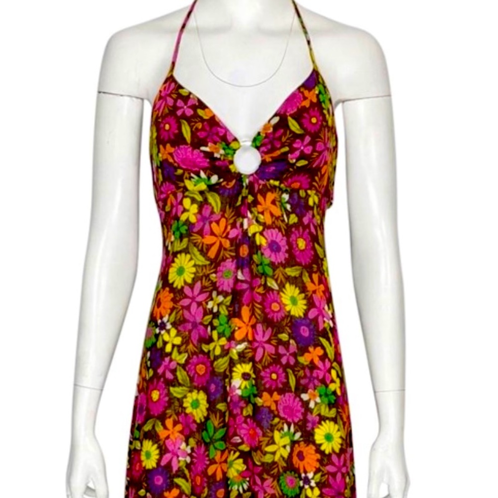 Vintage Free People Halter Maxi Floral Tie Back